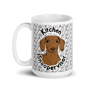 Brown Dachshund Dog Kitchen Snoopervisor Mug 15 oz Cup Gift - Picture 1 of 9