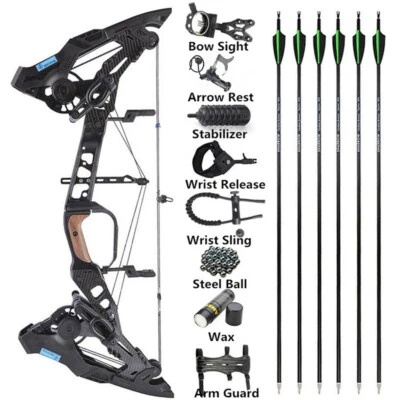 Compound Bow Dual-use Steel Ball 21.5lbs-60lbs Archery Arrows 330fps Hunting - Image 1 of 4