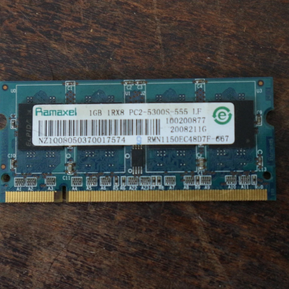 barrette ram memoire RAMAXEL RMN1150EC48D7F 667mhz pc2-5300S DDR2 1Go PORTABLE - Photo 1/1