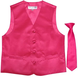 Nuevo Chaleco Esmoquin Formal para Niños Chaleco Chaleco y Corbata Rosa Caliente EE. UU. Talla 2-14  - Imagen 1 de 4