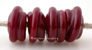 DARK RED Spiral Wobble Handmade Lampwork Glass Beads - taneres - Picture 1 of 1