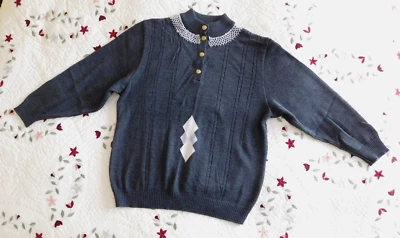 Винтажный пуловер других производителей размер 42 (большой) имитация свитера с бисером жемчуг декольте - Изображение 1 из 4