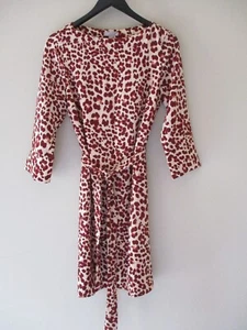H & M WOMENS DRESS Tie Belt Print Brown Lined Size 10 NEW WITH TAGS - Picture 1 of 8