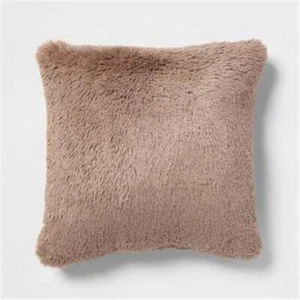 2-Count,Euro Faux Fur Decorative Brown Soft Throw Pillow 24" x 24" JUMBO Pillows - Picture 1 of 5