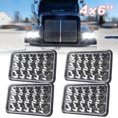Faro LED 45W haz alto/bajo para Western Star 4900 Semi 1981-2002 4 piezas 4x6" pulgadas Foto 1 de 4