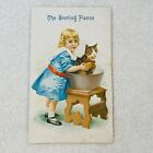 Vintage Advertising Trade Card Sterling Pianos Woodward Ave Detroit Cat Washtub