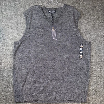 NUEVO CON ETIQUETAS Hart Schaffner Marx Hombres Extra Fino Lana Merino Cuello en V Suéter Chaleco Gris 2XT Foto 1 de 4