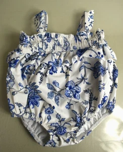 $39 NEW Janie & Jack Maillot De Bain Girls Bathing Swim Suit White Blue 18 24 M - Picture 1 of 5