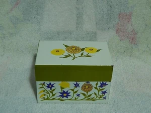 Colorful Flowers ~ Metal Recipe Box ~ Syndicate Mfg Co ~ Kitchen Culinary Vtg - Picture 1 of 17