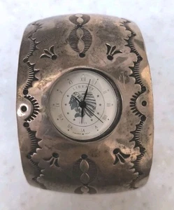 Vintage Indianer Sterling Silber Manschettenuhr signiert L B - Bild 1 von 8