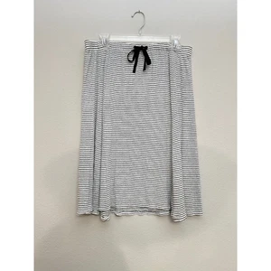 Eileen Fisher Medium Striped Linen Blend Midi Skirt Black White Drawstring Waist - Picture 1 of 5
