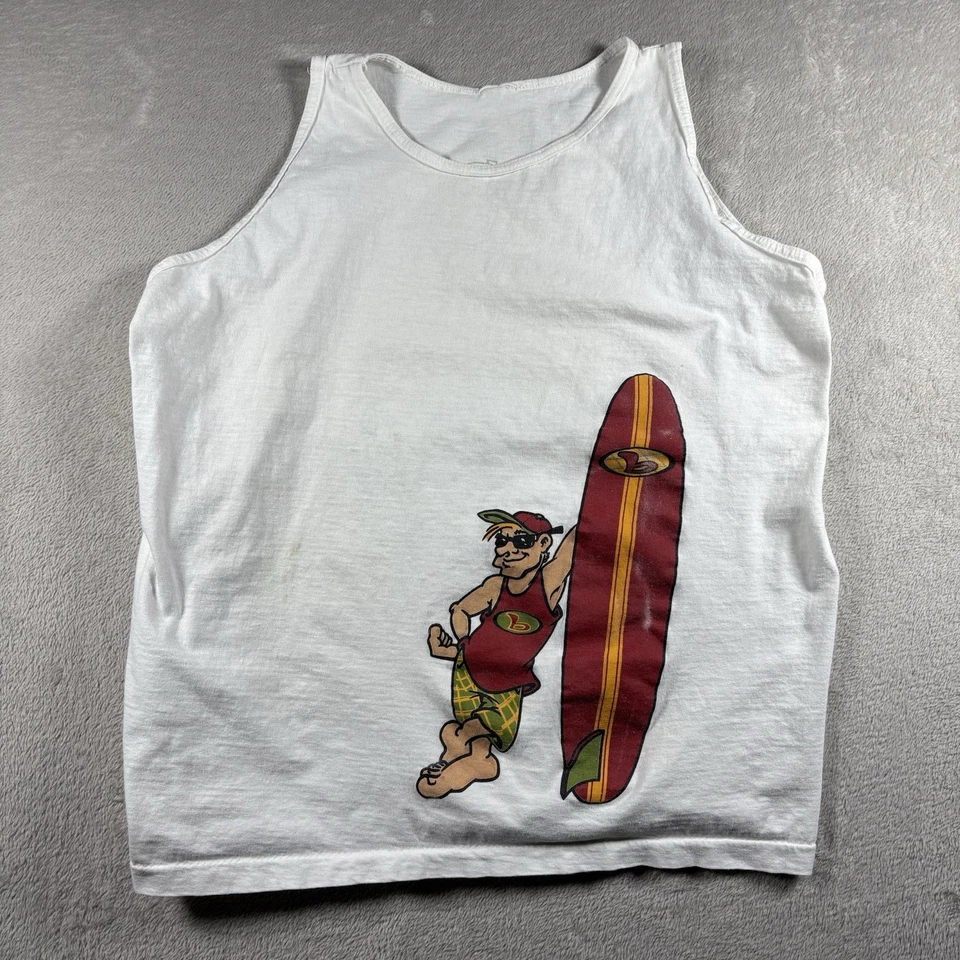 Camiseta sin mangas blanca vintage Bugle Boy con logotipo de Billabong para hombre talla L hecha en EE. UU. #703 Foto 1 de 4