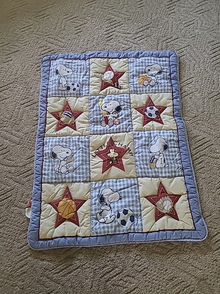 Edredón de cama para bebé Snoopy Little Champ Sports Star Peanuts Woodstock  Foto 1 de 4
