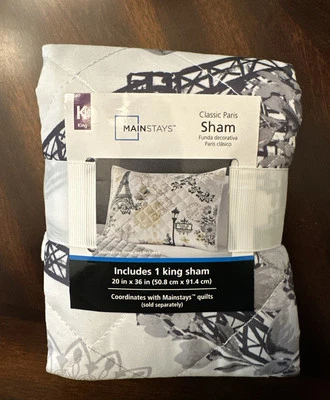 Fundas de almohada individuales Mainstays Classic Paris, King Foto 1 de 2