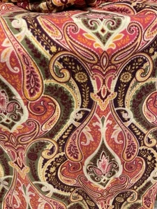 7 Yards By 58” Wide Hancock Large Paisley Floral Fleece Coral Fabric - Picture 1 of 9