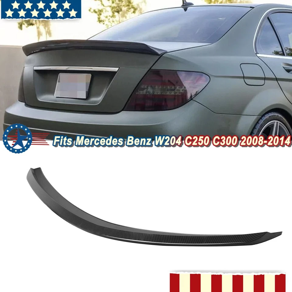 Carbon Look Rear Trunk Spoiler Wing For Mercedes Benz W204 Sedan C Class 2008-14 - Imagem 1 de 4