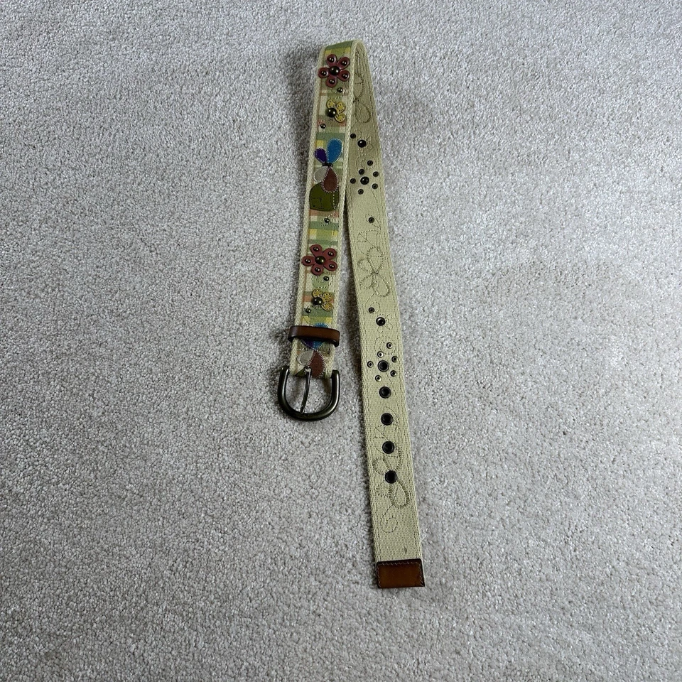 Cinto de couro feminino Fossil S multicolorido hippie borboleta patchwork - Imagem 1 de 4