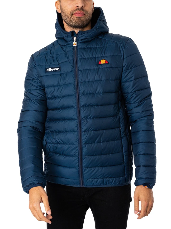 ellesse Jacket Lombardy Mens Dress Blue Navy Quilted and Padded Hooded Coat M