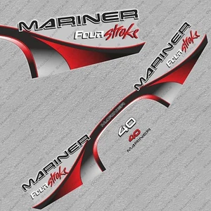 Mariner 40 hp Four Stroke outboard engine decals sticker set reproduction - Imagen 1 de 2