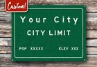 CUSTOM City Limits Metal Sign; Wall Decor for Home, Office, Patio