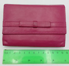 Marks and Spencer 100% Leather Pink Bow Wallet Purse Size 13 x 9 x 2 cm