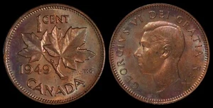 1949 Canada 1 Cent Toner Color Type Coin George VI Better Date Copper Small - Picture 1 of 4