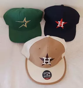 3 Houston Astros Hat Cap Lot Snackback Fitted 1990s Green Pro Model Cooperstown - Picture 1 of 2