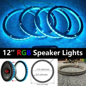 4pcs 12'' RGB LED Speaker Ring Lights 1/2' Spacer Waterproof Kit Car Truck Audio - Picture 1 of 13