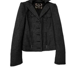 GUESS Jacket Dark Grey, Womens Sz XS Button Front - Picture 1 of 16