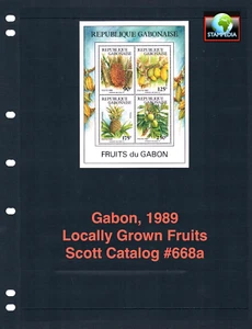 a $8,50 Scott Value - 1989 GABON Fruits s/s African Wildlife MNH NH UMM - Foto 1 di 4