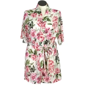 Show Me Your Mumu Brie Womens One Size Garden Of Blooms Tie Robe White Pink - Picture 1 of 7