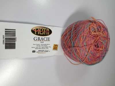 Fiesta Yarn Gracie Lace-Coral Reef-950 Yds- Extrafine Merino Wool/Silk/Cashmere - Image 1 of 3