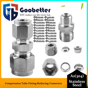 Compression Fittings  A2 304 Stainless Steel Reducing Connector 6-4mm to 16-14mm - Picture 1 of 17