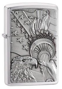 Zippo 20895, Patriotic Eagle Design, Emblem, Brushed Chrome Finish Lighter - Picture 1 of 3