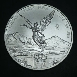 2016 Mexico Mo LIBERTAD 5 Oz Onzas Plata Pura .999 Fine Silver Coin - Picture 1 of 4