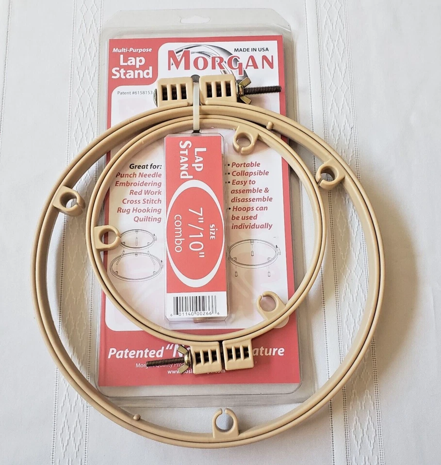 Morgan Lap Stand No Slip Hoop Combo 7 & 10 Embroidery Needlepoint Cross Stitch - Image 1 of 2