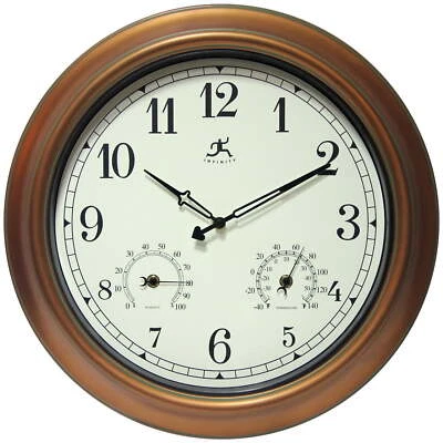 18 inch Indoor Outdoor Waterproof Wall Clock Aged Copper Frame Finish - Image 1 of 4
