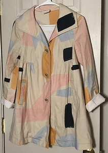 ANTHROPOLOGIE Moglea Daybreak Trench Coat Jacket Abstract Painter Size 2 - Picture 1 of 6