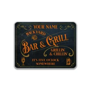 Personalized Vintage Old Blue Bar Sign - Weathered Bar Metal Sign Tavern Pub - Picture 1 of 14