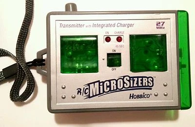 RARE R/C MICROSIZERS HOBBICO 24MHZ TRANSMITTER WITH INTEGRATED CHARGER 2001 TOMY - Image 1 of 4