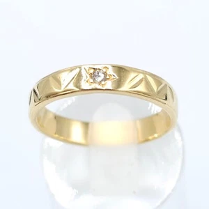 Vintage 18ct Yellow Gold 0.02 Carat Natural Diamond Patterned Unisex Band Size V - Picture 1 of 7