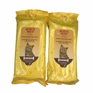 Burt's Bees Cat Dander Reducing Wipes W/Colloidal Oat Flour Set of 2 - Picture 1 of 7