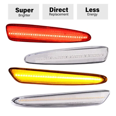 Luces de señalización laterales LED rojas ámbar lentes transparentes 4 piezas para Chevrolet Corvette C6 05-13 Foto 1 de 4