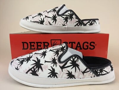 Zapatillas DEER STAGS Slipperooz Spike para Hombres 7 Blancas Lona Estampado de Palma Zapatos Nuevos con Etiquetas Foto 1 de 4