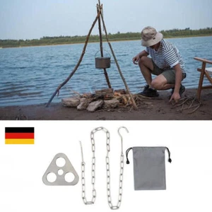 Edelstahl Stativ Camping Kochen Grill Dreifuß Lagerfeuer Outdoor Kochtopfhalter - Bild 1 von 12