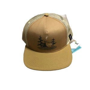 prAna Journeyman Flat Brim Burlap Tent Life Trucker Snapback Hat Unisex - Picture 1 of 6