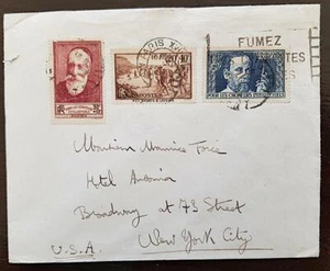 FRANCE Yvert N°346+380+385 sur lettre Cachet à date Paris pour NEW YORK 1938. - Imagen 1 de 1