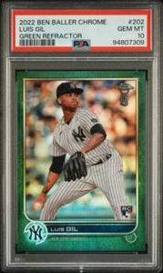 2022 Topps Chrome Luis Gil Ben Baller RC Green Refractor PSA 10 GEM /99 YANKEES - Bild 1 von 3