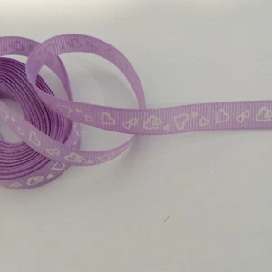 10mm Purple White Hearts Grosgrain Ribbon 2M Craft Cards Scrapbook AUS Free Post - Picture 1 of 3