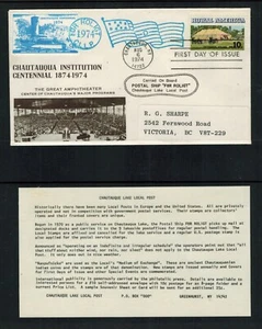 USA #1505 10¢ FDC with Local Post Chautauqua Lake Cinderella "Fur Roligt"  Black - Picture 1 of 1